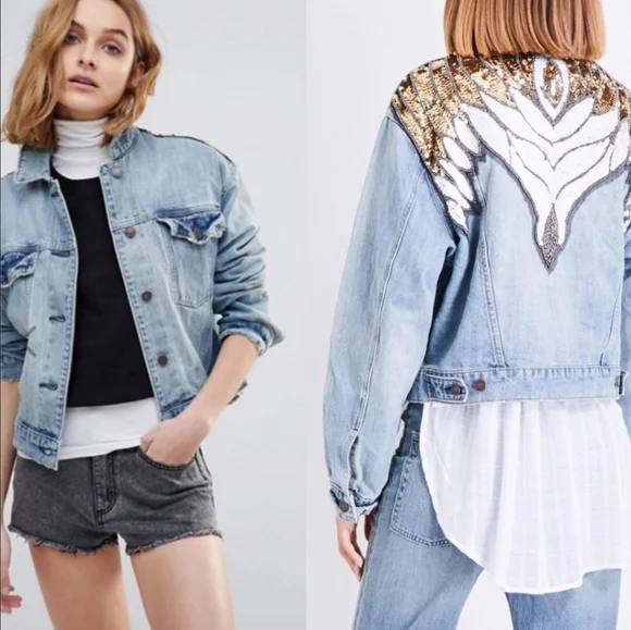 Free People Glam Denim Jacket